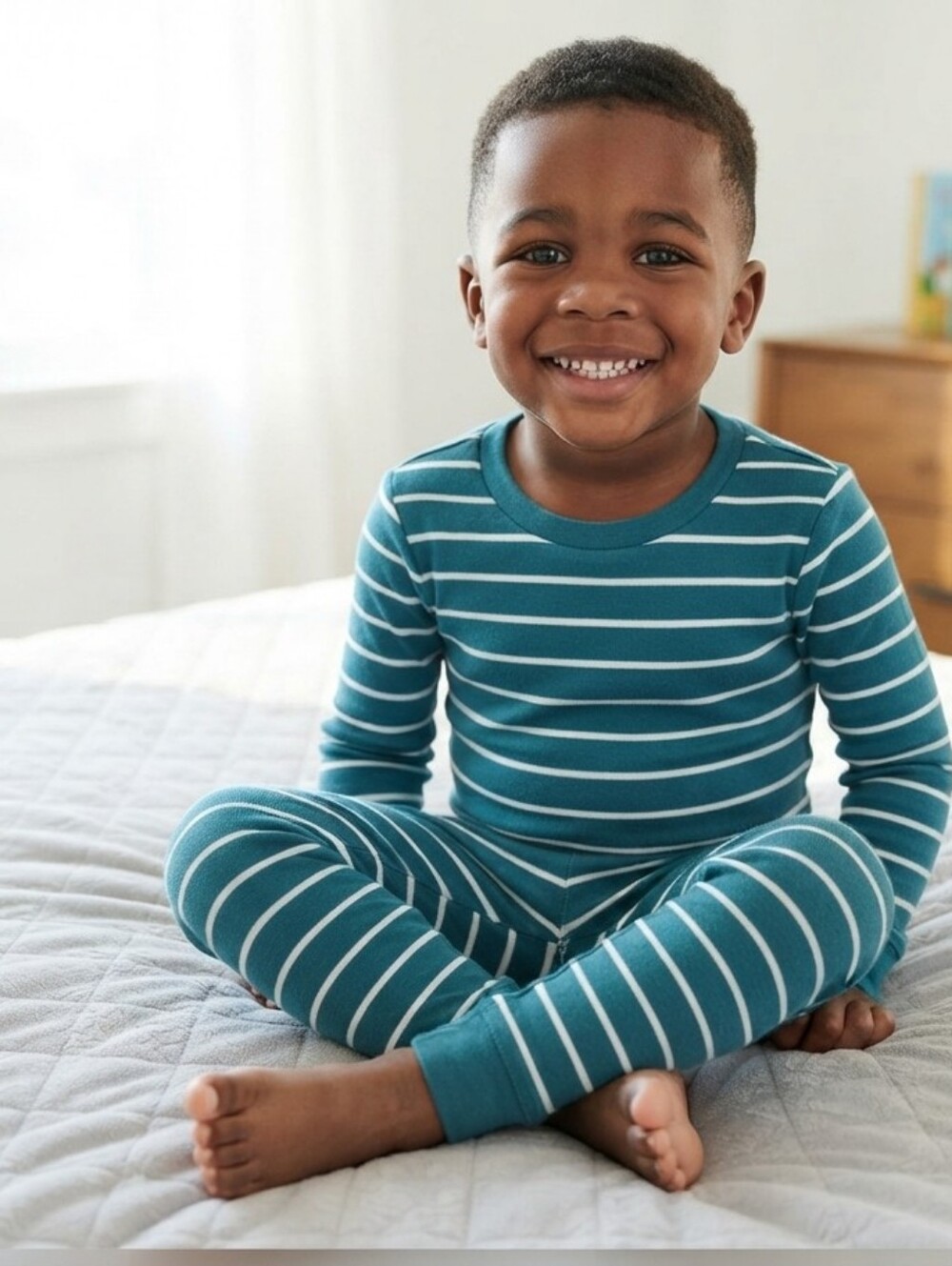 Carter's 3T Teal and White Striped Kids Pajama Set